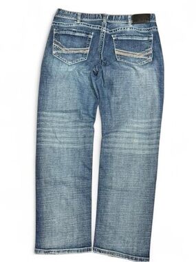 Y2K Warehouse One Embroidered Faded Straight Jeans